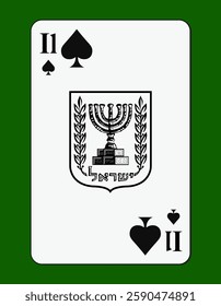 Playing card with official emblem of Israel. Vector image