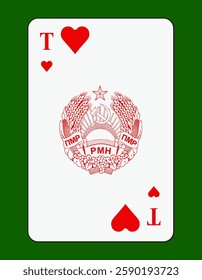 Playing card with official emblem of Transnistria. Vector image