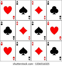 Playing card pattern. Heart, Spade, Club, Diamond.