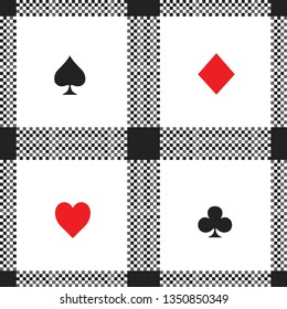 Playing card pattern with spade, club, heart, and diamond symbols
