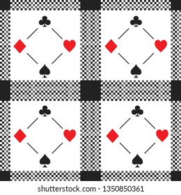 Playing card pattern with spade, club, heart, and diamond symbols