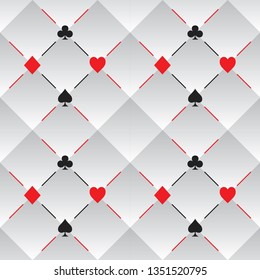 Playing card pattern with spade, club, heart, and diamond symbols