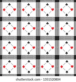 Playing card pattern with spade, club, heart, and diamond symbols