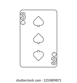 playing card, peak three cards icon. Element of cyber security for mobile concept and web apps icon. Thin line icon for website design and development, app development