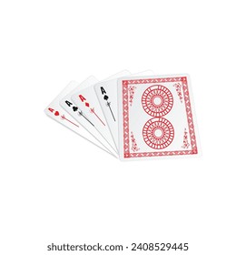 Playing card poker icon on white background. Four Aces in playing card