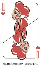 Playing card "Queen of hearts".