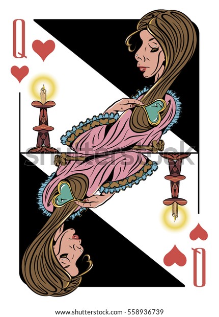 Playing Card Queen Hearts Stock Vector Royalty Free