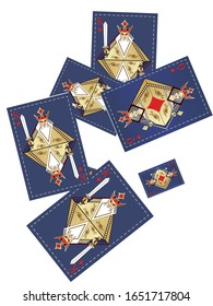 Playing card Queen and King. Original vintage design. Vector illustration.
