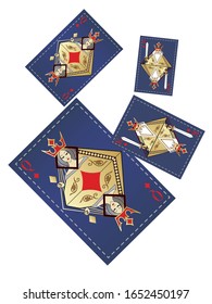 Playing card Queen and King. Original vintage design. Vector illustration.