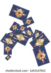 Playing card Queen and King. Original vintage design. Vector illustration.