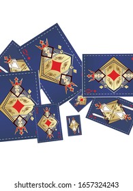 Playing card Queen and King. Original vintage design. Vector illustration.