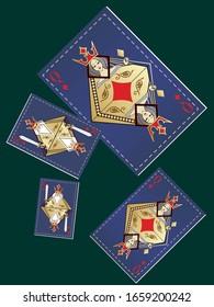 Spielkarte Königin und König. Originelles Vintage-Design. Vektorillustration.