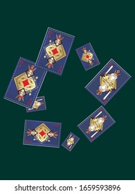 Playing card Queen and King. Original vintage design. Vector illustration.