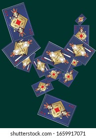 Playing card Queen and King. Original vintage design. Vector illustration.