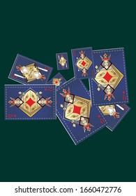 Playing card Queen and King. Original vintage design. Vector illustration.