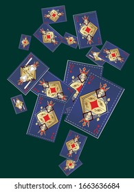 Spielkarte Königin und König. Originelles Vintage-Design. Vektorillustration.