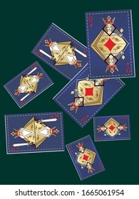 Playing card Queen and King. Original vintage design. Vector illustration.
