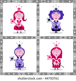 Playing card queens - vector
