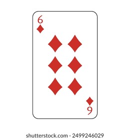 The playing card is the red diamond number six.