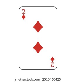 The playing card is red diamond number two.