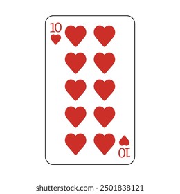 The playing card is red hearts number ten.