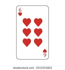 The playing card is red hearts number six.