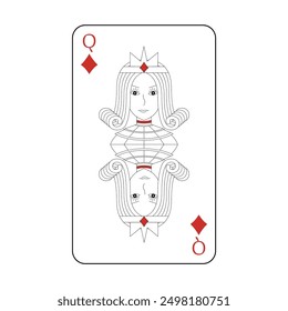 The playing card is the red queen of diamonds.