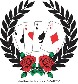 Playing card and roses