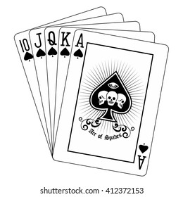 playing card, royal flash, ace of spades