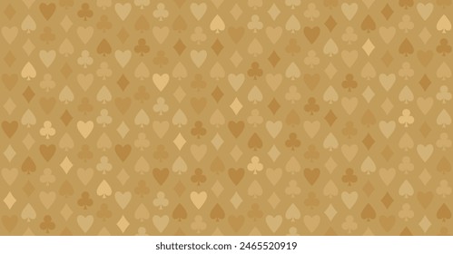 Patrón sin fisuras de la tarjeta de juego. Mesa de póquer o mantel de casino diseño de textura de Vector. Color dorado.