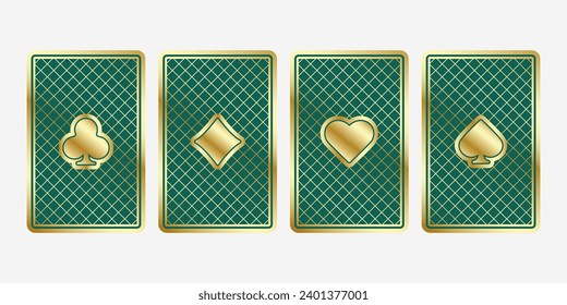 Playing card set. Vector illustration with suit hearts, diamonds, clubs and spades.