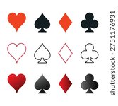 Playing card set vector, Spades, Diamonds, Hearts, Clubs Vector Illustration, Card Deck, Ace Card, Poker Shape Sign Symbol.