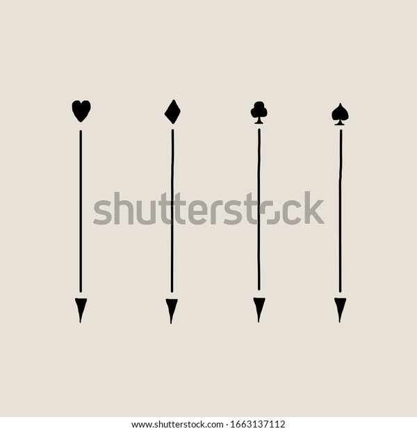 Playing Card Sign Arrow Hand Drawing Stock Vector Royalty Free 1663137112
