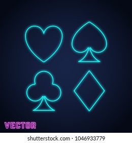 Playing card sign neon light design. Vector illustration.