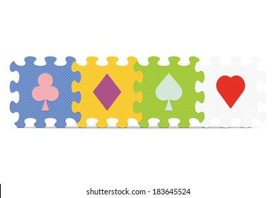 Playing card signs puzzle - vector illustration