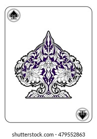 Playing card signs with vintage pattern. Vector illustration. 