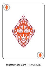 Playing card signs with vintage pattern. Vector illustration. 