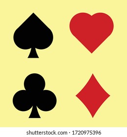 Playing card spade, heart, club, diamond suit flat vector icon for apps and websites. Can be used for web, mobile, infographic, and print. EPS 10 Vector illustration.