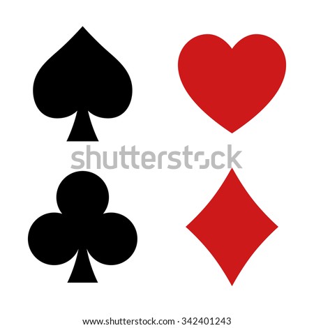 Playing card spade, heart, club, diamond suit flat vector icon for apps and websites