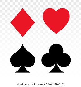 Playing card spade, heart shapes, Club, diamond, spade suit flat icon for apps and websites