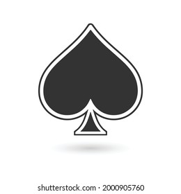 Playing card spade suit flat vector icon for apps and websites.