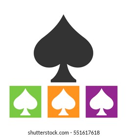 Playing card spade suit flat icon