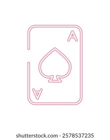 A playing card with a spade suit icon in minimalist linear style