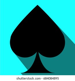 Playing card. Card spades with shadow