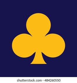 Playing card suit club icon vector. Blue background