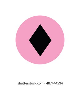 Playing card suit diamond icon vector. Pink button. Pink circle