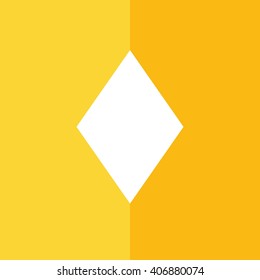 Playing card suit diamond vector icon. Yellow background