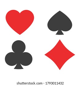 Playing Card Suit Icon Symbol Set icon isolated on white background. Vector illustration. Eps 10