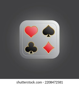 Playing card suit icon.Poker cards for poker play. Playing card suit ui vector editable on white background