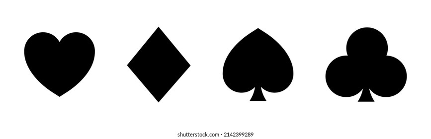 Playing Card Suit Icons. Heart Dimond Club Spade Shapes. Gamble Game Cards. Vector Graphic EPS 10